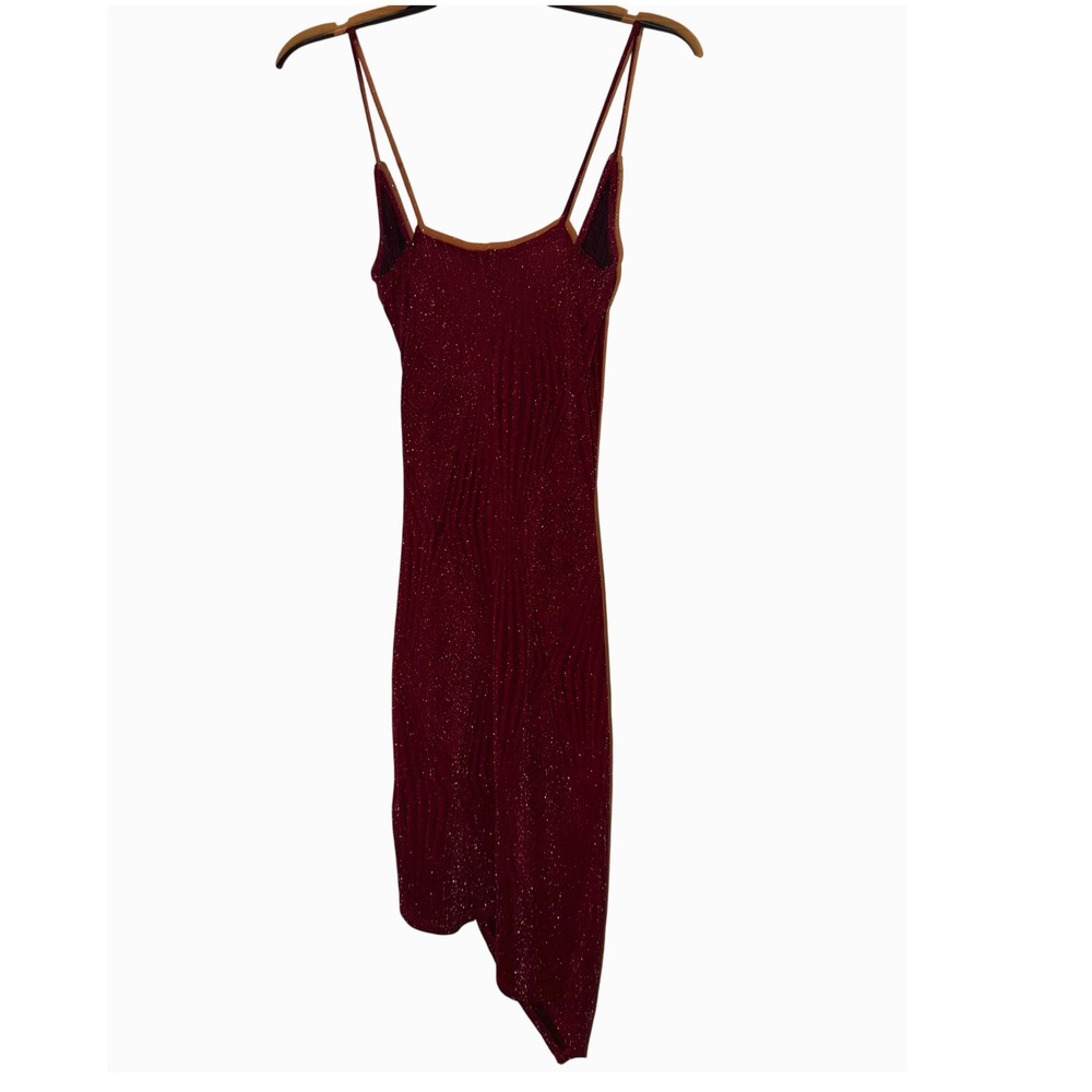 IN San Francisco Sparkle Ruched Wrap Dress Burgundy Size S